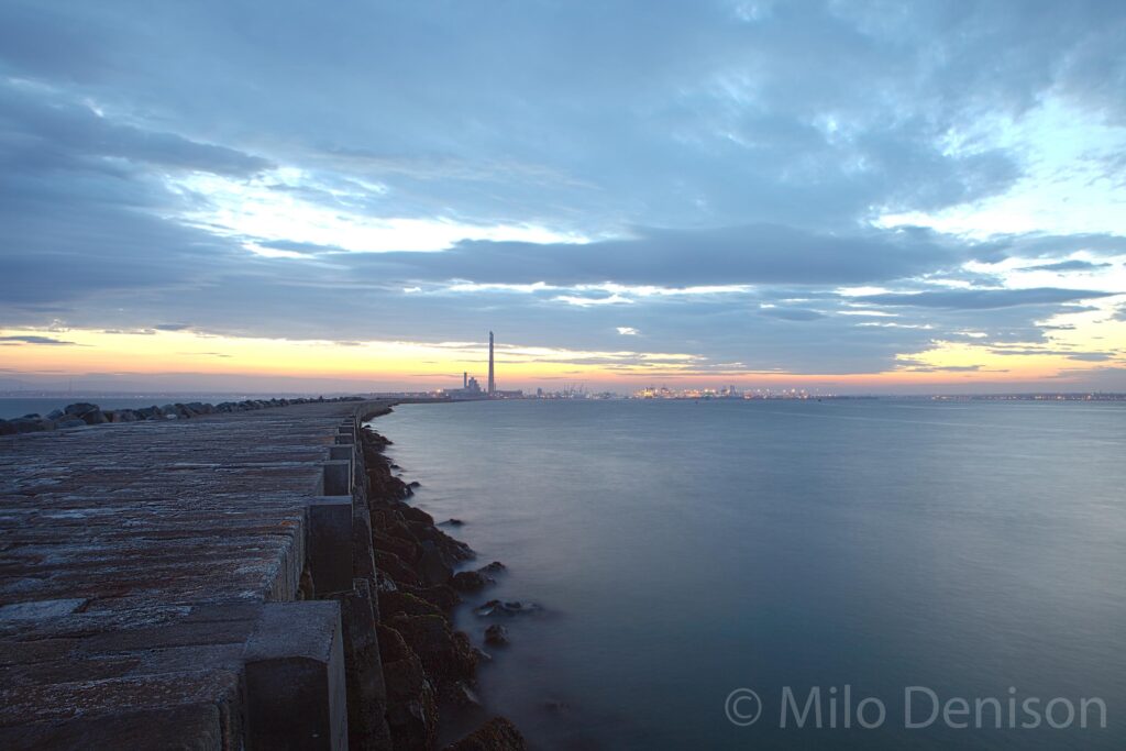 A view of the smokestacks at Poolbeg